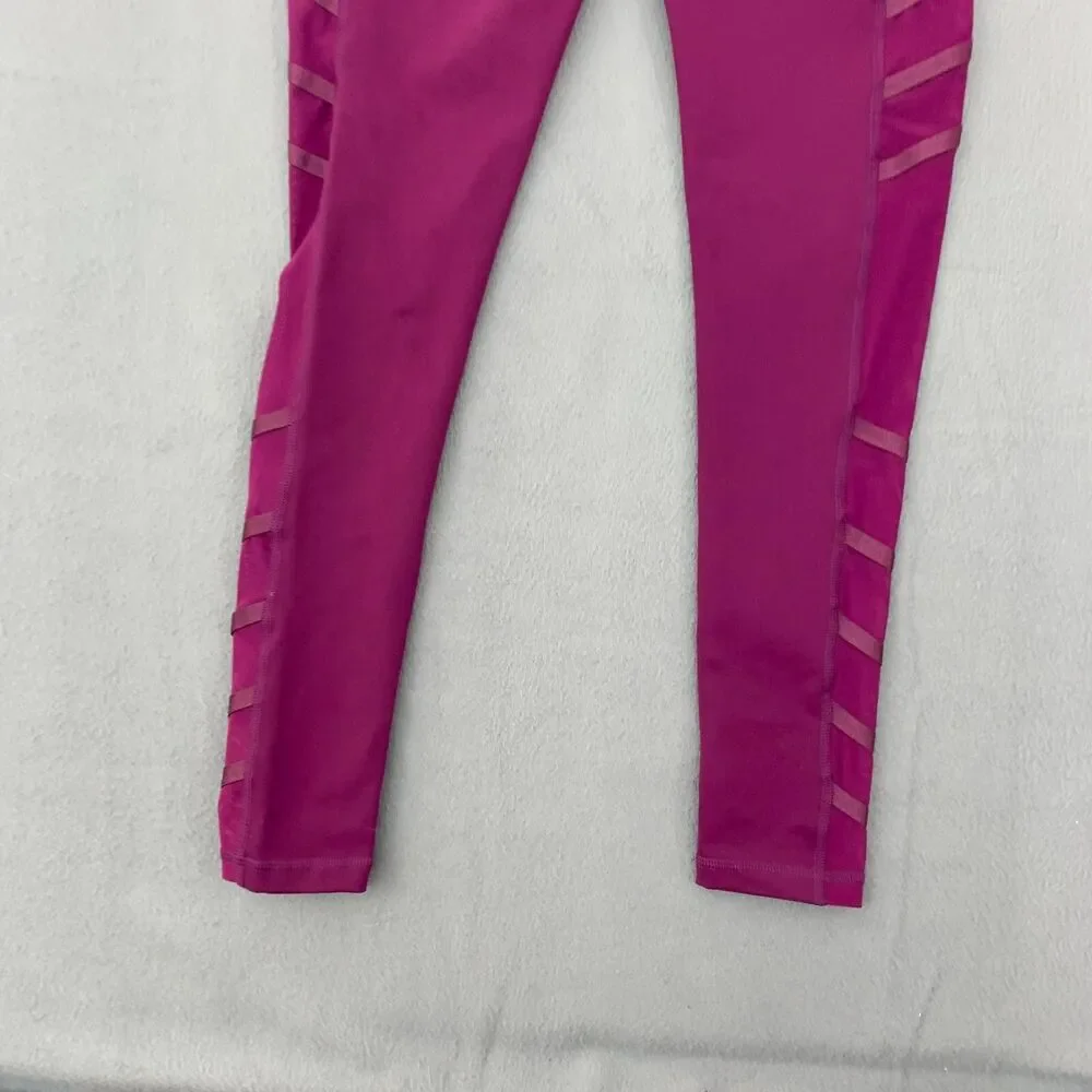 BuffBunny Gym Leggins Womens Size Small Side Mesh Panel Pink Yoga High Waist